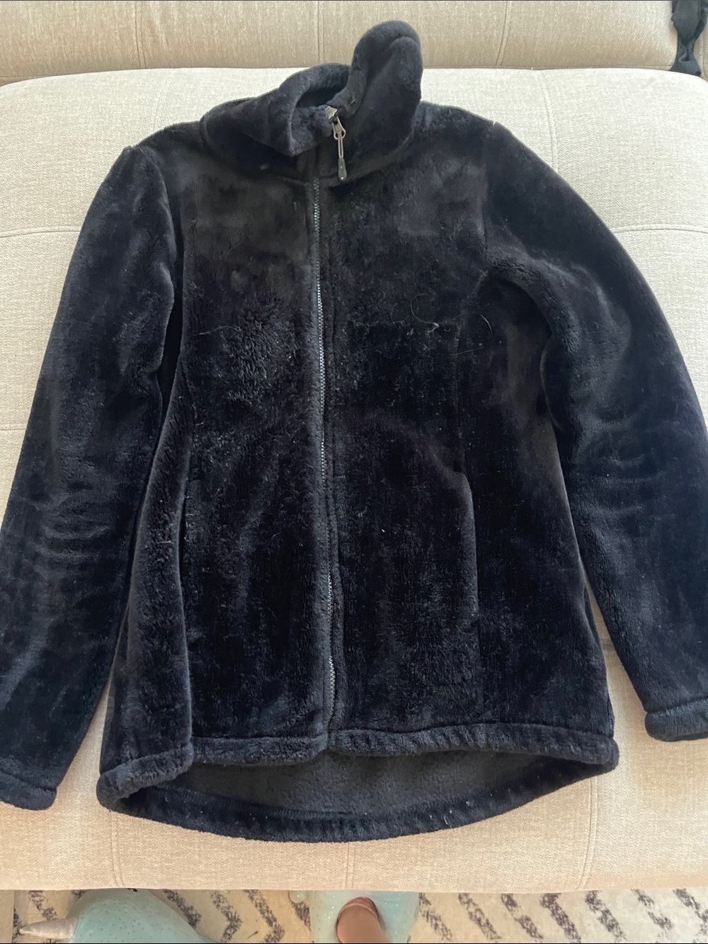 32 Degrees Black Plush Zip-Front Jacket